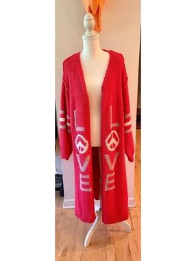 3 Birds Nest Love & Peace Cardigan NWOT Medium